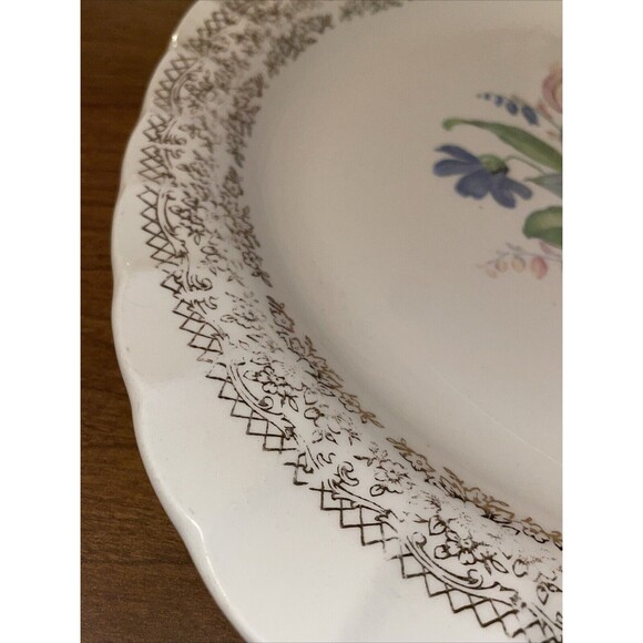 Vintage Fairbanks Ward China SHARON Serving Plate 22k Gold Trim 12" x 9 1/2" - Picture 9 of 16